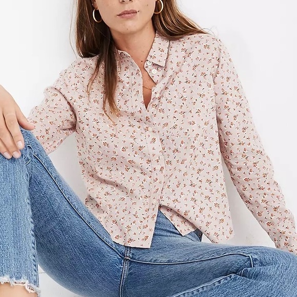 Madewell | Shrunken Ex-Boyfriend Shirt In Baby’s Breath - Picture 1 of 13